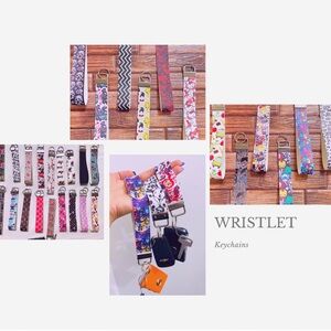 Faux leather wristlet keychains